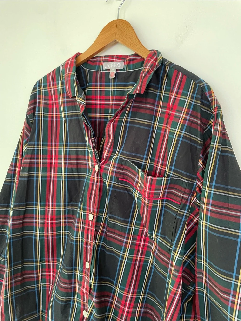 J Crew Pajama Top Only in Stewart Tartan Cotton Poplin size 2X Plaid Button Up